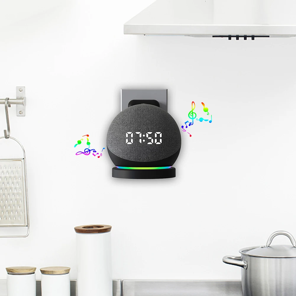 Amazon Speaker Echo Dot 5 - Plastik Hoparlör Duvara Montaj Tutucu Kablo