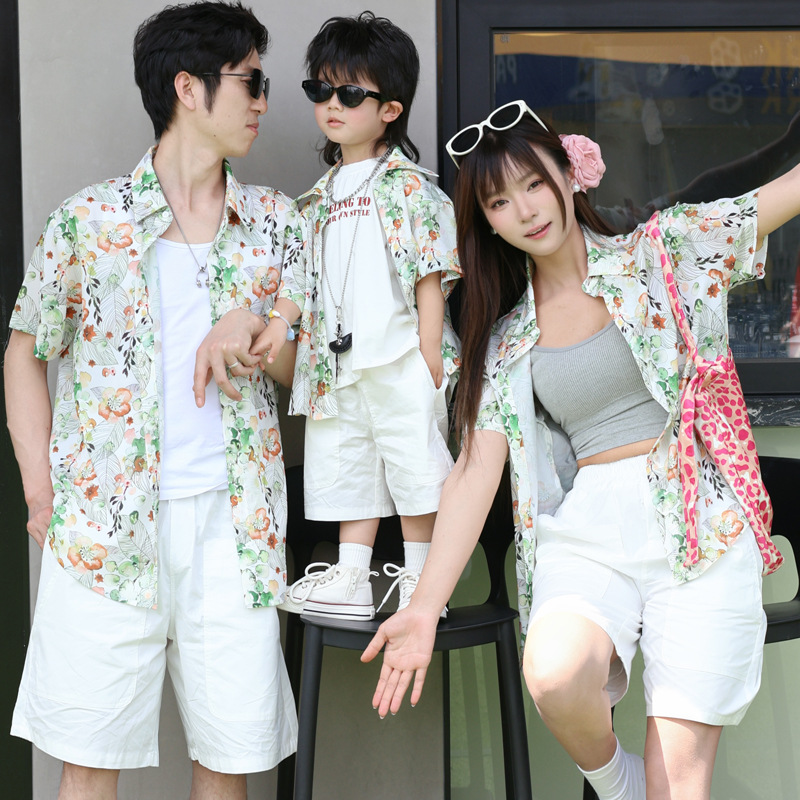 Plant Parent Clothing - Tatil Görünümü Ebeveyn-çocuk Çiçek Gömlek Tüm